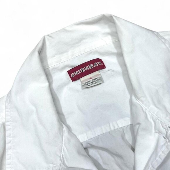 Vintage Union Bay Men’s White Hawaiian Button Up Shirt Medium Coastal Short Slee - Picture 4 of 6